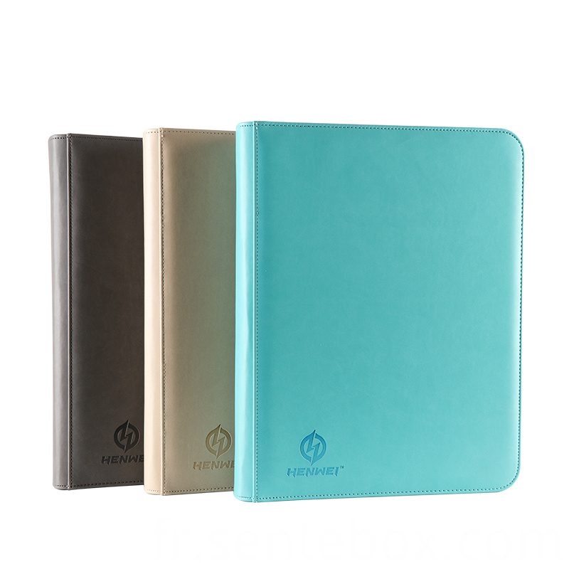 Jeu de plateau à fermeture à glissière en cuir Livre de pont à feuilles mobiles Leather binder zipper board Game loose-leaf deck book